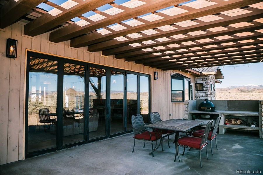 Custom built gazebo with The Big Green Egg.