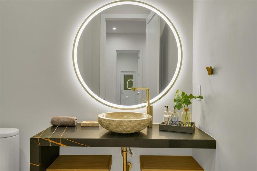 Bathroom with vanity and recessed lighting Bathroom with vanity and recessed lighting