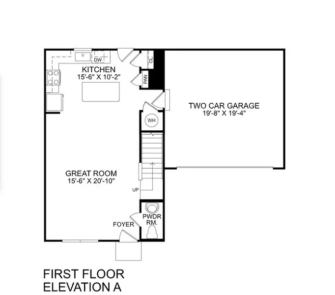 2D floor plan layout for the Birch by Ryan Homes in Ellison, Spartanburg, SC (Image 2).