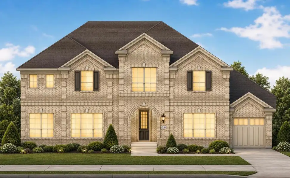 Representative exterior photo of a completed home built from the Grand Legacy by Grand Homes in Grand Oaks, Celina, TX (Image 20). Representative exterior photo of a completed home built from the Grand Legacy by Grand Homes in Grand Oaks, Celina, TX (Image 20).