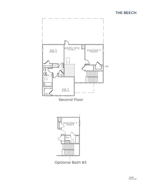 2D floor plan layout of this home in The Cove at Mallard Crossing, Summerville, SC (Image 4).