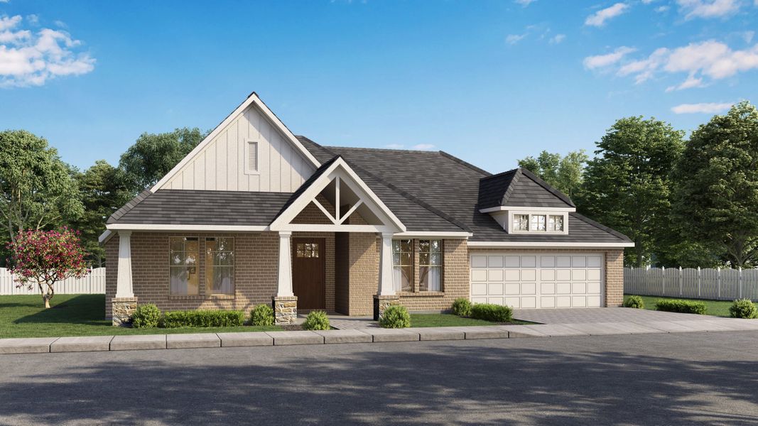 Front exterior of a new home in Dove Hollow, Waxahachie, TX, highlighting curb appeal (Image 1). Front exterior of a new home in Dove Hollow, Waxahachie, TX, highlighting curb appeal (Image 1).