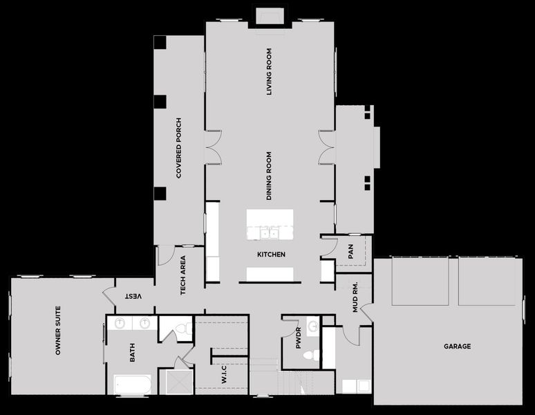 2D floor plan layout for the Cottage 3 - Homesites by Dream Finders Homes in Trove, Watkinsville, GA (Image 2).