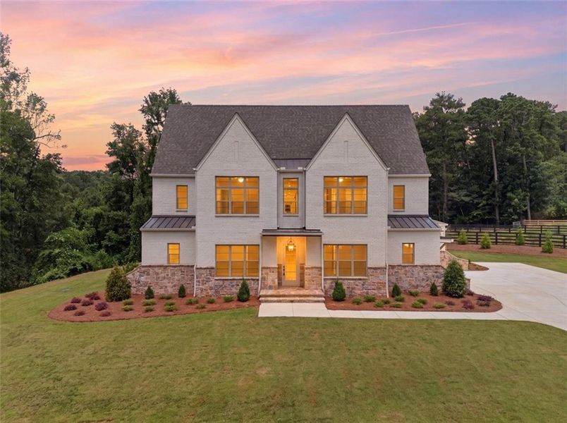 Front exterior of a new home in , Alpharetta, GA, highlighting curb appeal (Image 34). Front exterior of a new home in , Alpharetta, GA, highlighting curb appeal (Image 34).