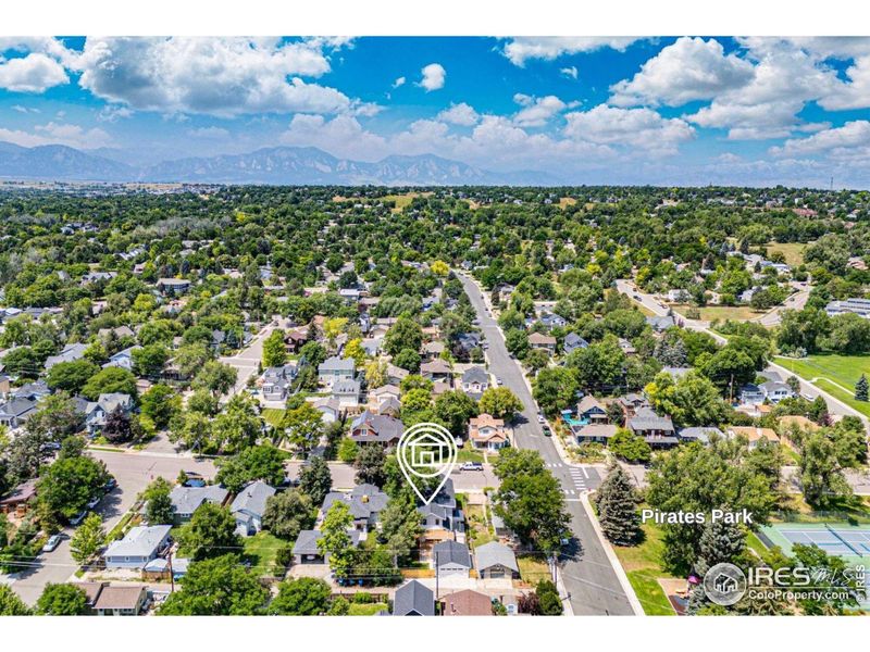 Looking west, across the street from Pirates Park