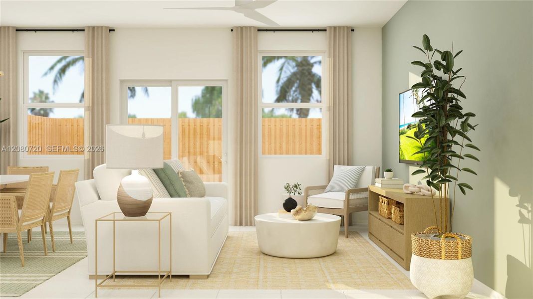 Furnished interior view inside a new home in Le Jardine, Florida City (Image 9).