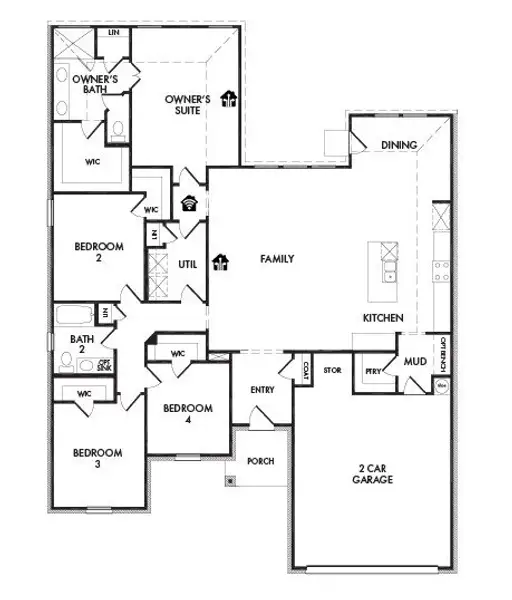 2D floor plan layout for the Cromwell II by Impression Homes in Mountain Valley Lake, Burleson, TX (Image 3). 2D floor plan layout for the Cromwell II by Impression Homes in Mountain Valley Lake, Burleson, TX (Image 3).