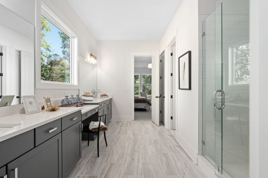 Representative furnished interior of a home built from the Chatsworth by Peachtree Residential in White Post on Lake Lanier, Gainesville (Image 11).