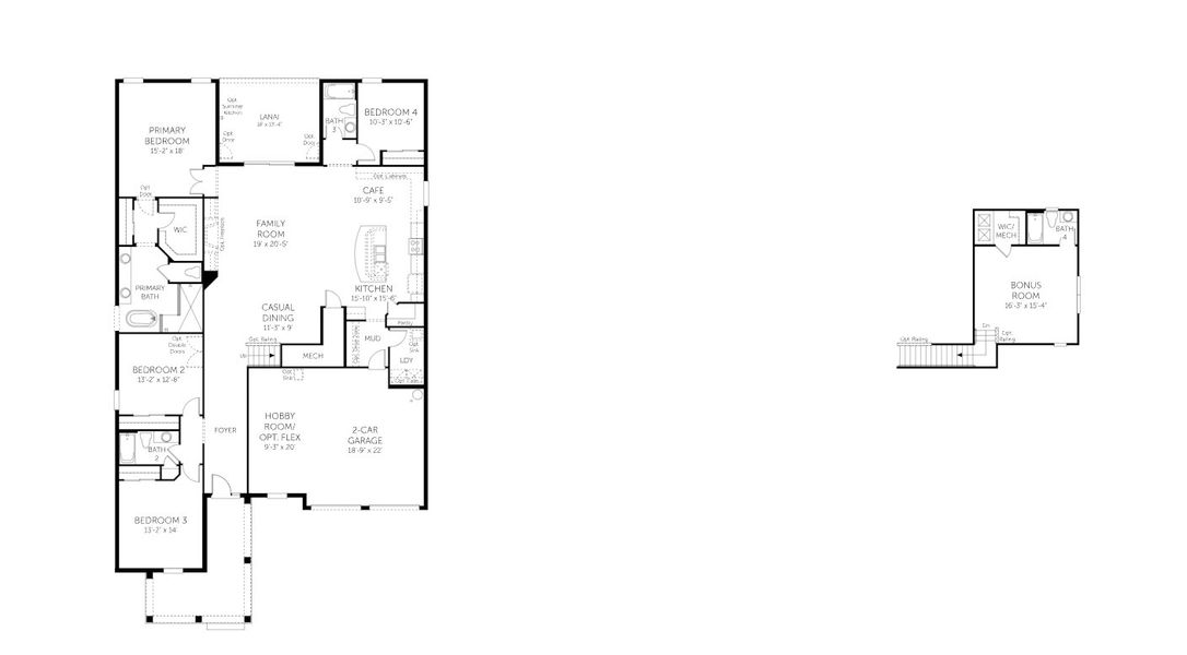 2D floor plan layout for the Arlington With Bonus - 60' Homesites by Dream Finders Homes in Hamlin Meadows, Winter Garden, FL (Image 3). 2D floor plan layout for the Arlington With Bonus - 60' Homesites by Dream Finders Homes in Hamlin Meadows, Winter Garden, FL (Image 3).