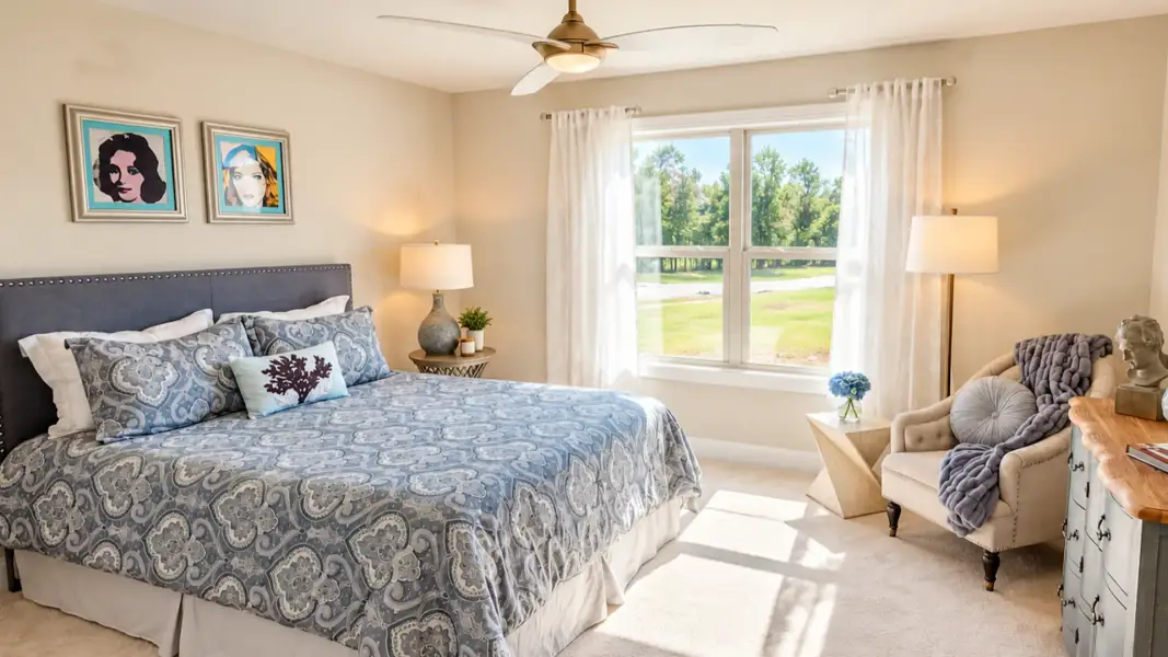 Furnished interior view inside a new home in Courtyards by Carrell, Ocean Isle Beach (Image 19).