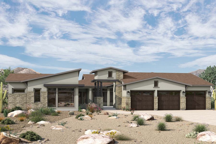 Representative exterior photo of a completed home built from the The Saguaro by David Weekley Homes in Storyrock, Scottsdale, AZ (Image 15).