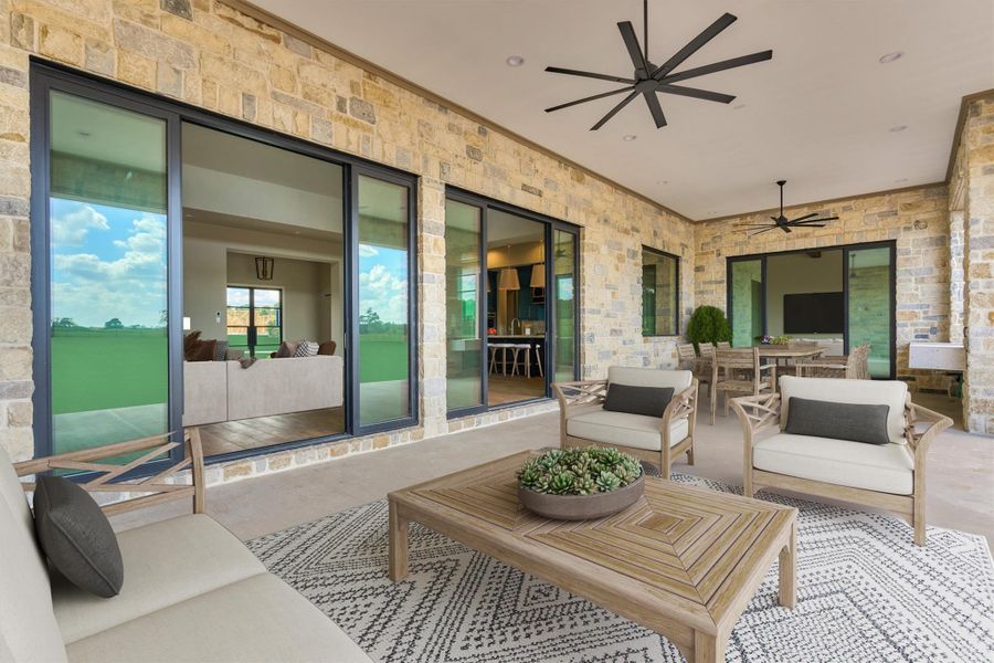 Outdoor living space - accessible through den and game room sliding doors. Outdoor living space - accessible through den and game room sliding doors.
