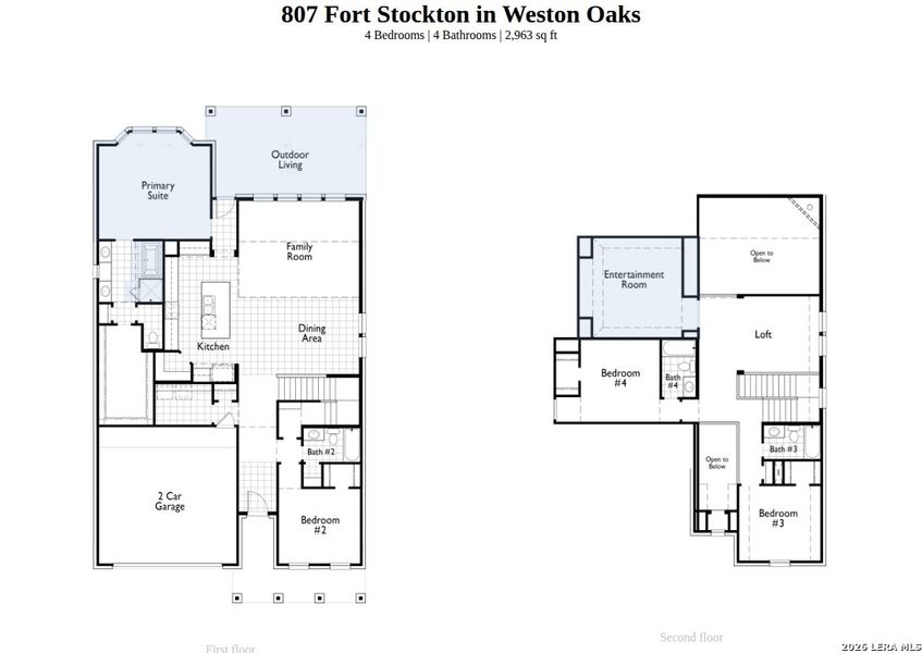 2D floor plan layout of this home in Weston Oaks, San Antonio, TX (Image 3).