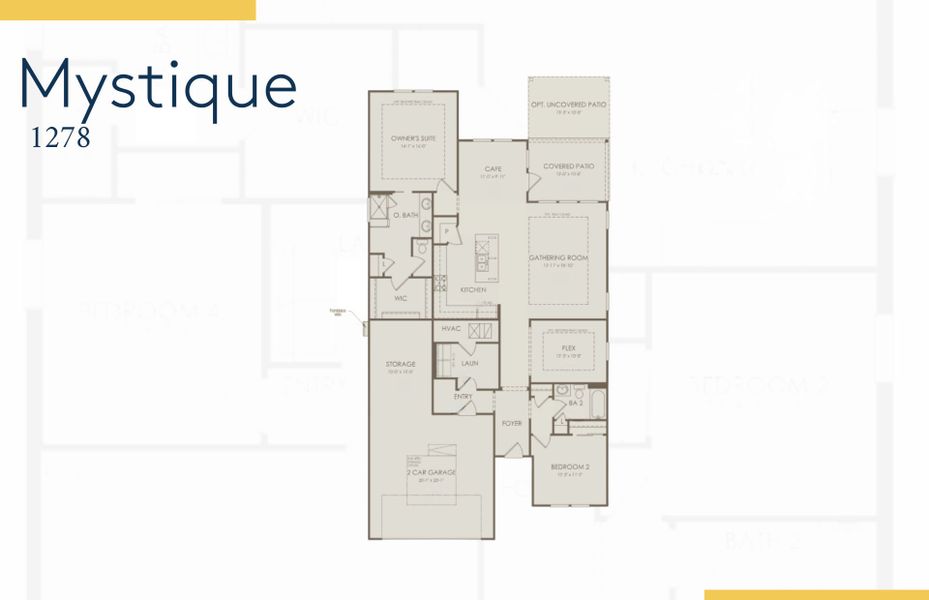 2D floor plan layout of this home in The Haven at Riverlights, Wilmington, NC (Image 3).