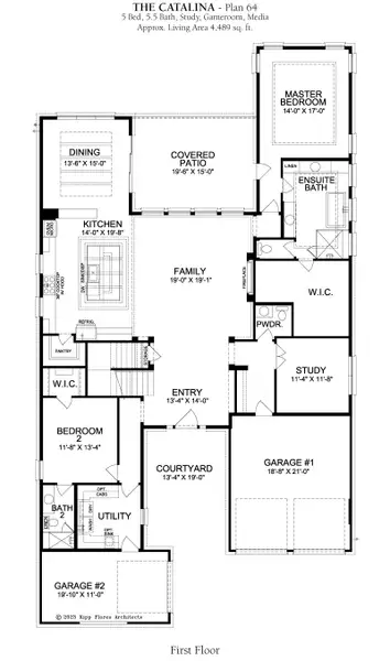 2D floor plan layout for the Catalina by Landon Homes in Fields - Brookside North, Frisco, TX (Image 3). 2D floor plan layout for the Catalina by Landon Homes in Fields - Brookside North, Frisco, TX (Image 3).