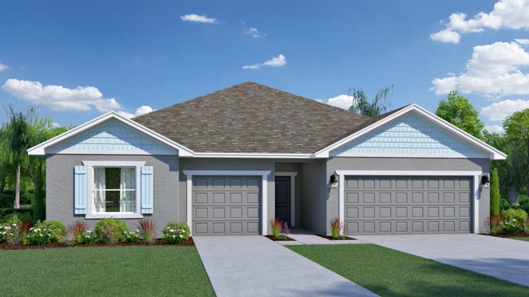 Representative exterior photo of a completed home built from the Symphony by Holiday Builders in Spirit Of Sebastian, Sebastian, FL (Image 2). Representative exterior photo of a completed home built from the Symphony by Holiday Builders in Spirit Of Sebastian, Sebastian, FL (Image 2).