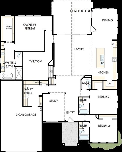 2D floor plan layout of this home in Kissing Tree – Vista Series, San Marcos, TX (Image 2). 2D floor plan layout of this home in Kissing Tree – Vista Series, San Marcos, TX (Image 2).