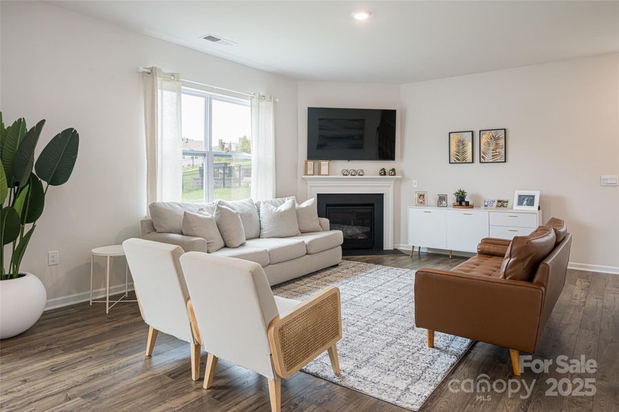 Spacious Living room with gas fireplace