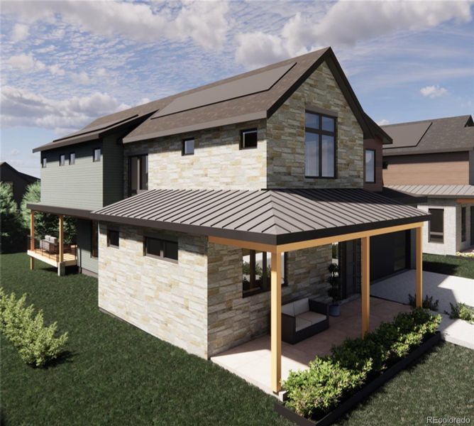 A striking blend of modern architecture and natural materials, The Larkspurs exterior highlights its distinctive stonework, clean rooflines, and expansive windows that enhance natural light and curb appeal. A striking blend of modern architecture and natural materials, The Larkspurs exterior highlights its distinctive stonework, clean rooflines, and expansive windows that enhance natural light and curb appeal.