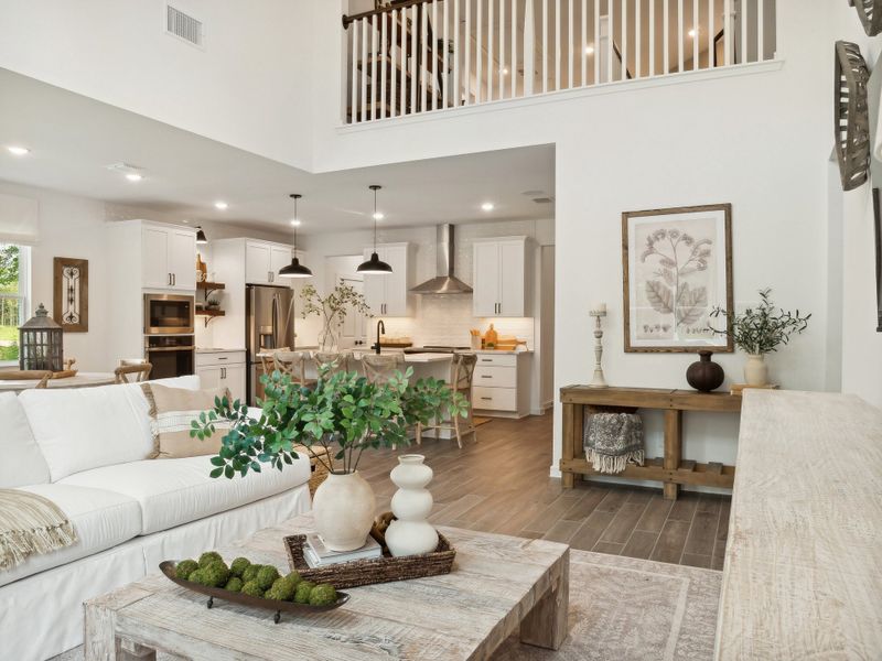 Great room with two-story ceiling