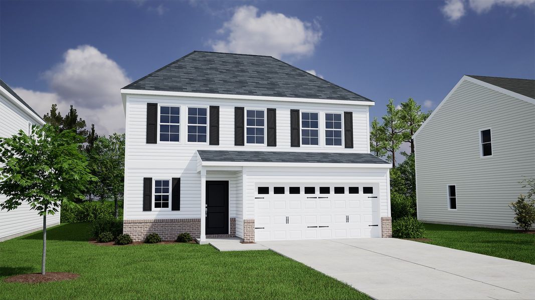 Representative exterior photo of a completed home built from the Rutherford - Genesis Value Collection by Mungo Homes in Hidden Springs, Lexington, SC (Image 2). Representative exterior photo of a completed home built from the Rutherford - Genesis Value Collection by Mungo Homes in Hidden Springs, Lexington, SC (Image 2).