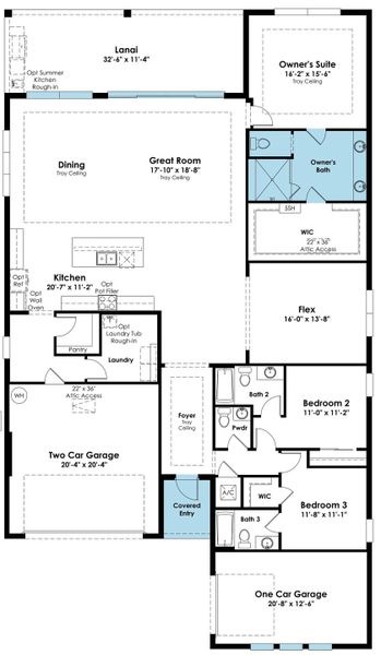 2D floor plan layout of this home in Woodland Preserve, Parrish, FL (Image 4).