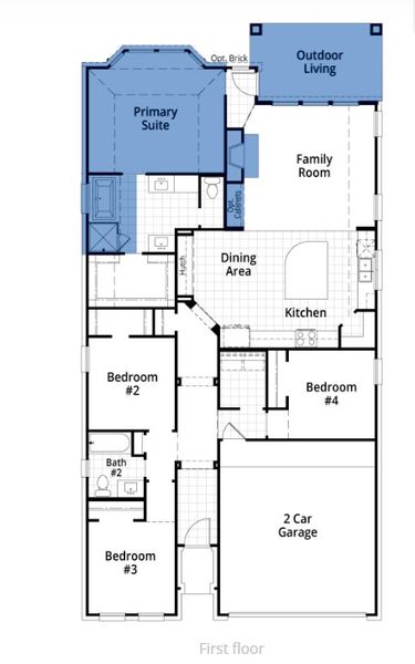 2D floor plan layout of this home in Gateway Village - The Reserve: 45ft. lots, Denison, TX (Image 4). 2D floor plan layout of this home in Gateway Village - The Reserve: 45ft. lots, Denison, TX (Image 4).