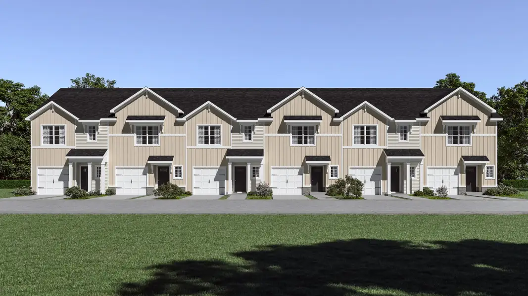 Representative exterior photo of a completed home built from the Walnut by McGuinn Homes in Sibley Village Townhomes, Sumter, SC (Image 2).