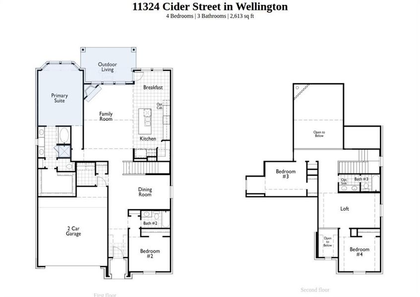 2D floor plan layout of this home in Wellington, Haslet, TX (Image 2).