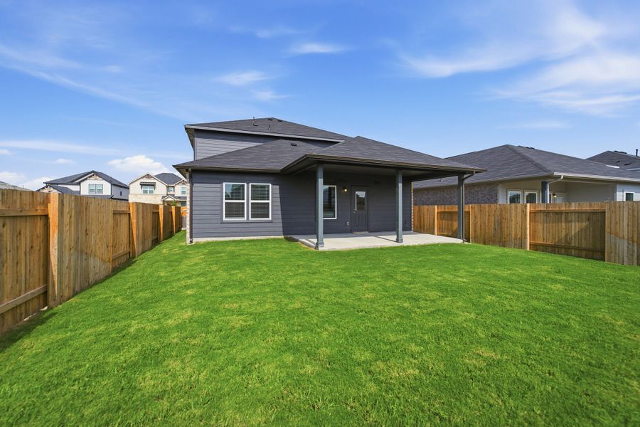 Exterior details and patio area of a home in Sunfield, Buda (Image 27). Exterior details and patio area of a home in Sunfield, Buda (Image 27).