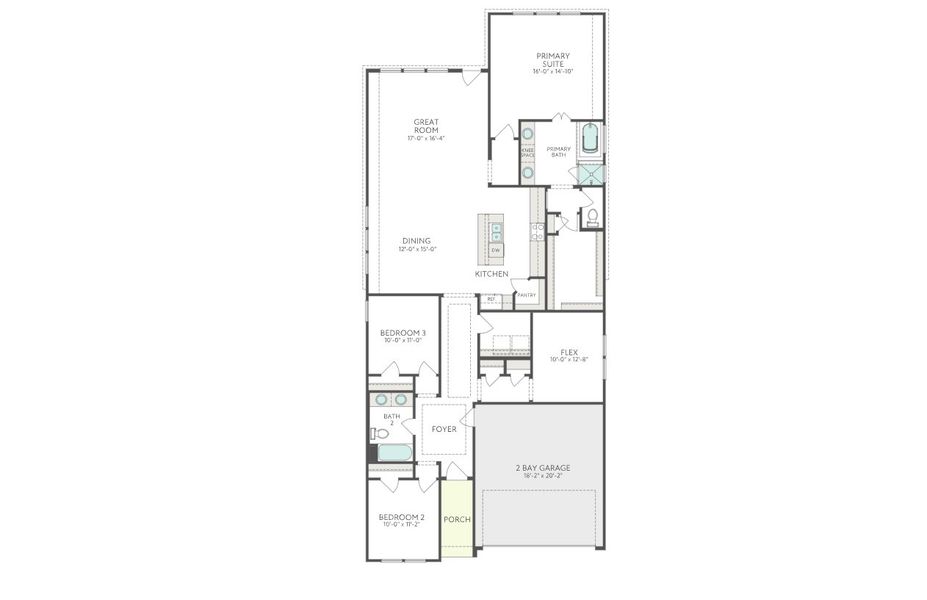 2D floor plan layout for the Bluebird by Tri Pointe Homes in Oakhill Reserve, Tomball, TX (Image 4).