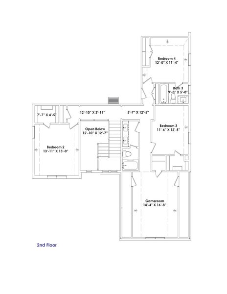 2D floor plan layout for the Eleanor by Graham Hart Home Builder in Sweetgrass, Haslet, TX (Image 24).