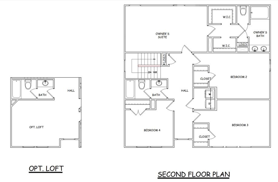 2D floor plan layout for the Jodeco Front Porch - Single Family Homes by Dream Finders Homes in Jones Crossing, Hogansville, GA (Image 8).