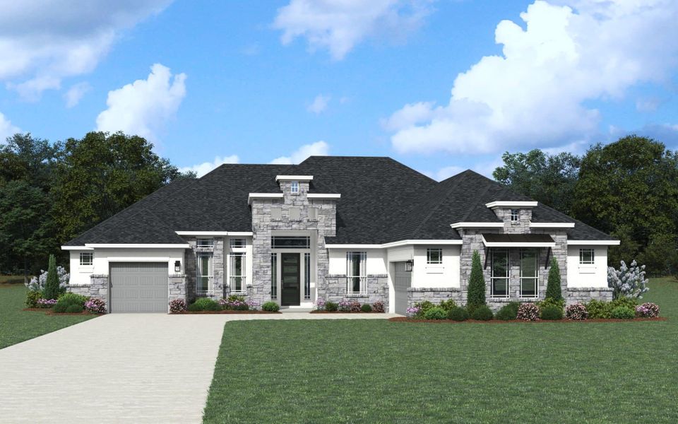 Representative exterior photo of a completed home built from the Anthony 100′ by Chesmar Homes in Potranco Oaks, San Antonio, TX (Image 1).