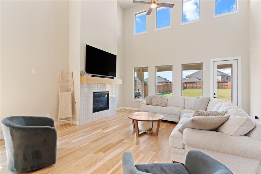 Living Room with upper windows for TONS of light!