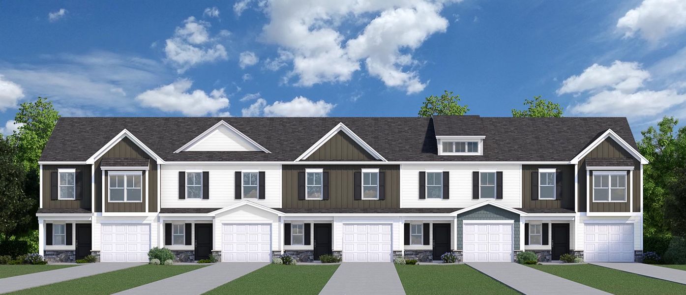 Front exterior of a new home in Meece, Easley, SC, highlighting curb appeal (Image 2). Front exterior of a new home in Meece, Easley, SC, highlighting curb appeal (Image 2).