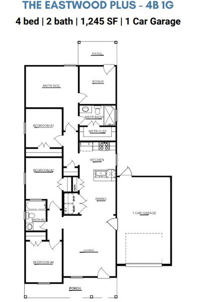 2D floor plan layout for the The Eastwood by ICONIQ Homes in Frontier Lakes, Willis, TX (Image 6). 2D floor plan layout for the The Eastwood by ICONIQ Homes in Frontier Lakes, Willis, TX (Image 6).