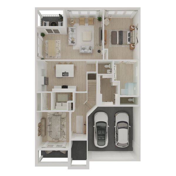 2D floor plan layout for the Omaha by K. Hovnanian® Homes in Gateway Parks, Forney, TX (Image 4).
