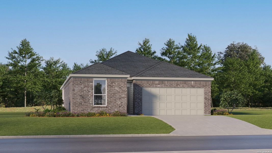Front exterior of a new home in Voss Farms, New Braunfels, TX, highlighting curb appeal (Image 19). Front exterior of a new home in Voss Farms, New Braunfels, TX, highlighting curb appeal (Image 19).