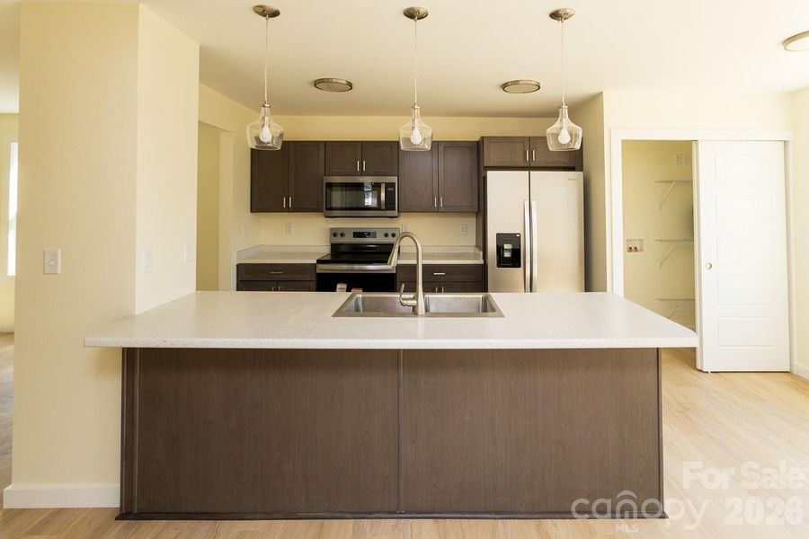 Large and functional kitchen with seating for breakfast