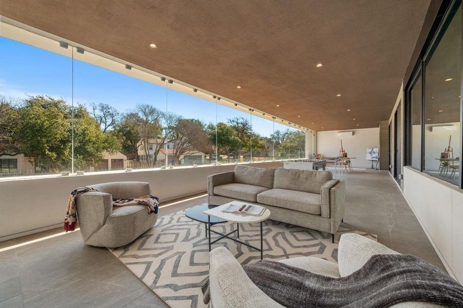 Enclosed balcony offers 740 sqft of extra conditioned space Enclosed balcony offers 740 sqft of extra conditioned space