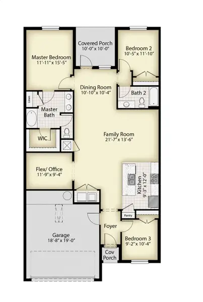 2D floor plan layout of this home in Waterstone Villas, Fort Pierce, FL (Image 3).