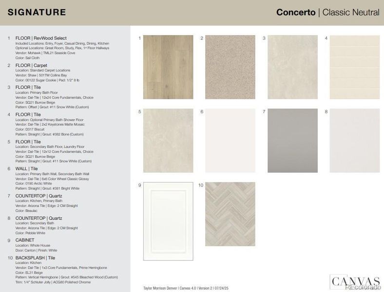 Design Selections.  Home is under construction and selections are subject to change.