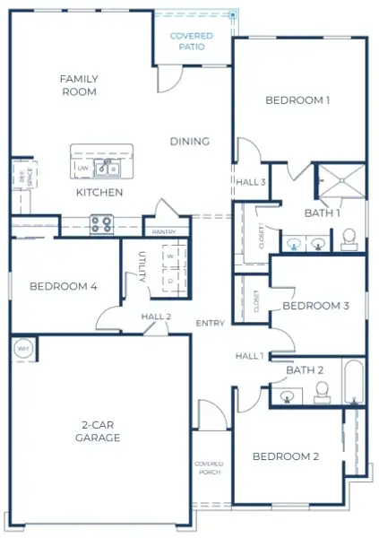 2D floor plan layout of this home in Hillside Village, Temple, TX (Image 3). 2D floor plan layout of this home in Hillside Village, Temple, TX (Image 3).