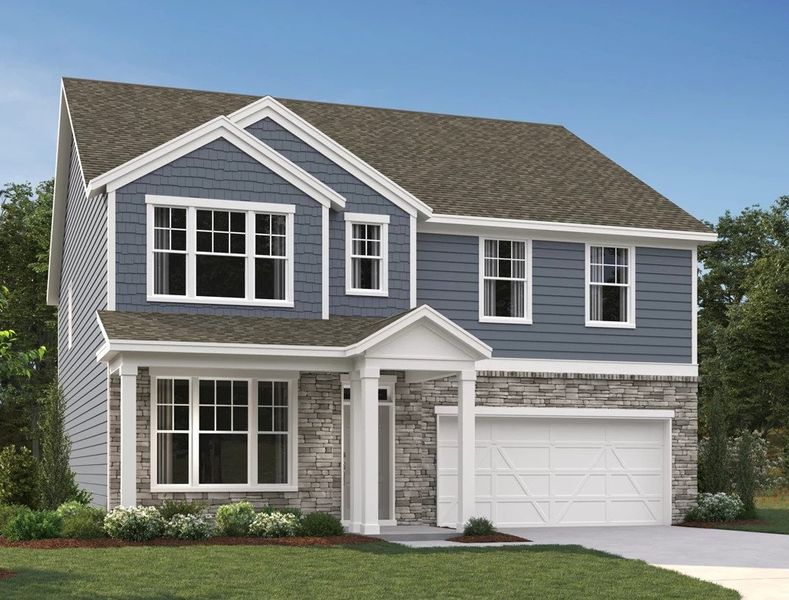 Representative exterior photo of a completed home built from the Hampstead by Ashton Woods in Creekside, Dawsonville, GA (Image 7).