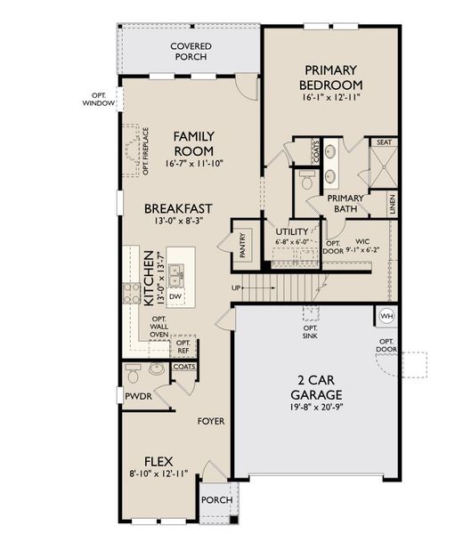 2D floor plan layout for the Catalina by Ashton Woods in Blue Heron Retreat, Little River, SC (Image 3).