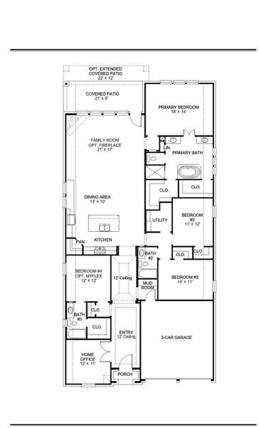2D floor plan layout of this home in Everly 50', Hockley, TX (Image 2). 2D floor plan layout of this home in Everly 50', Hockley, TX (Image 2).