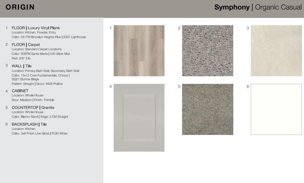 Design Selections. Home is currently under construction, selections subject to change.