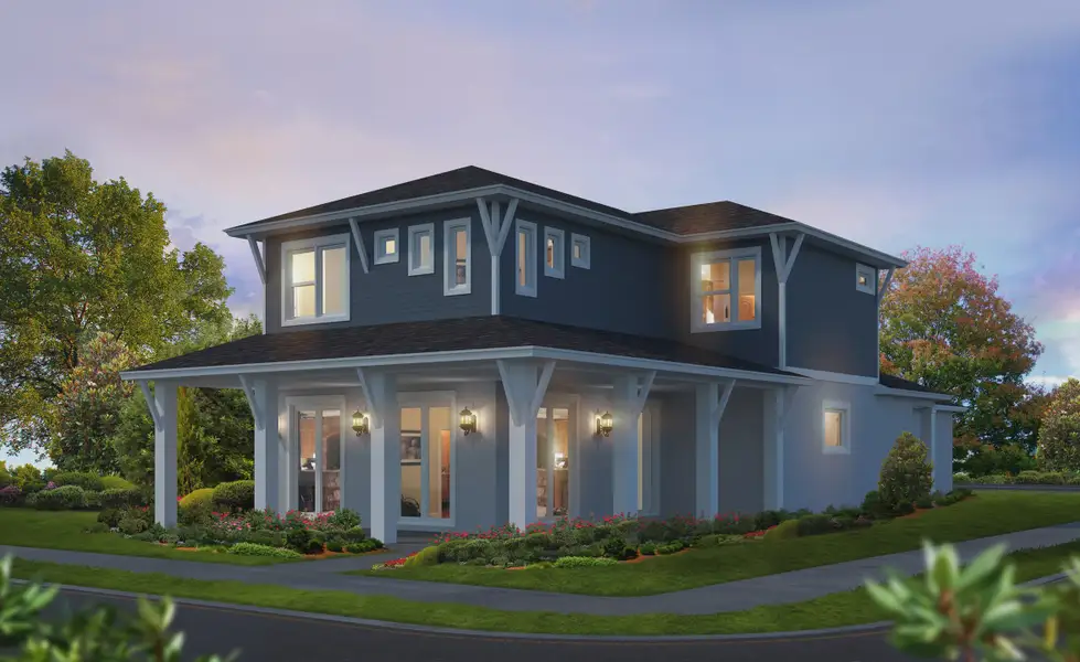Representative exterior photo of a completed home built from the Iris by ICI Homes in Persimmon Park, Wesley Chapel, FL (Image 2). Representative exterior photo of a completed home built from the Iris by ICI Homes in Persimmon Park, Wesley Chapel, FL (Image 2).