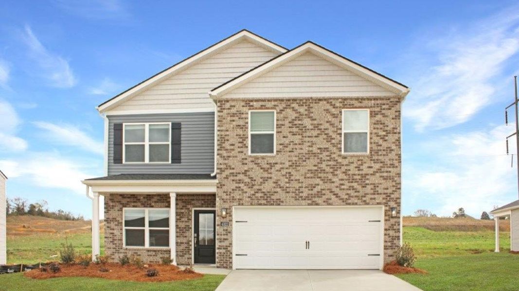 Front exterior of a new home in Lone Oaks Farm, Cleveland, TN, highlighting curb appeal (Image 1). Front exterior of a new home in Lone Oaks Farm, Cleveland, TN, highlighting curb appeal (Image 1).